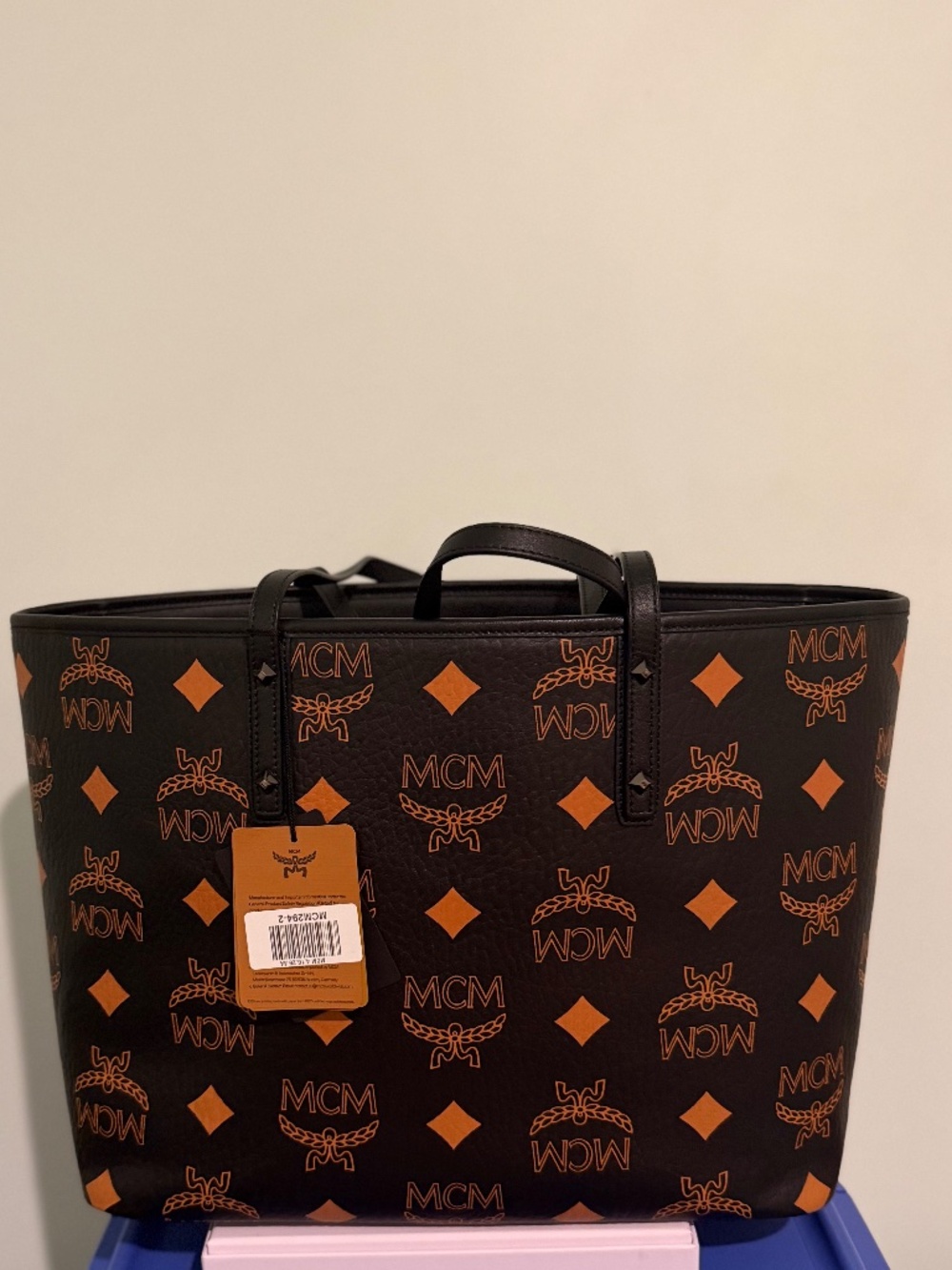 MCM Visetos Aren Maxi Monogram Shopper Bag | Black | 47Cm | w/ Dust Bag
